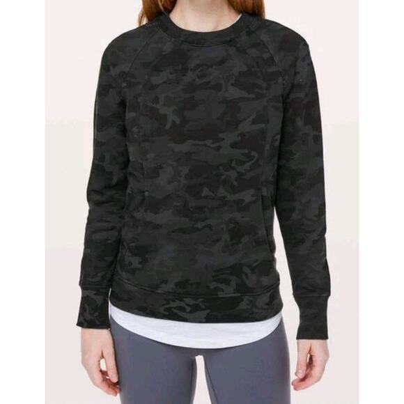 Lululemon Scuba Crew size 8 Incognito Camo Grey Black Pullover Sweatshirt - Picture 1 of 9